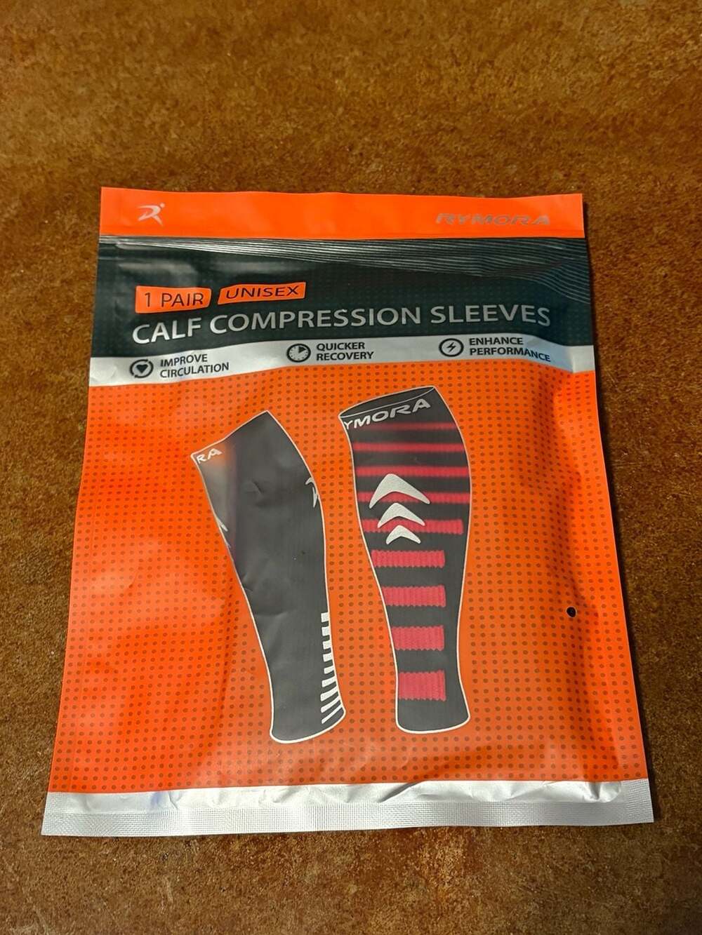Rymora Unisex Calf Compression Sleeves, Black, Size Small, 1 Pair